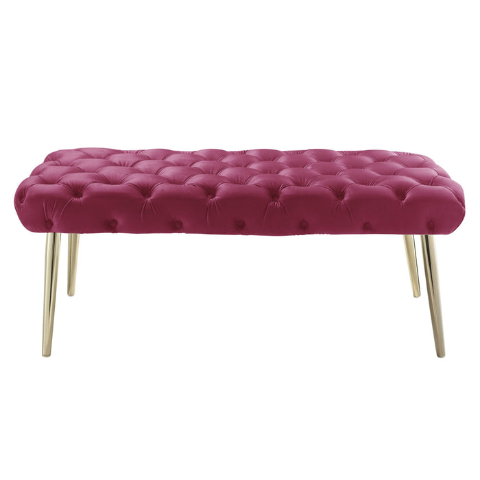 Upholstered Velvet Bench - Gold / Fuchsia