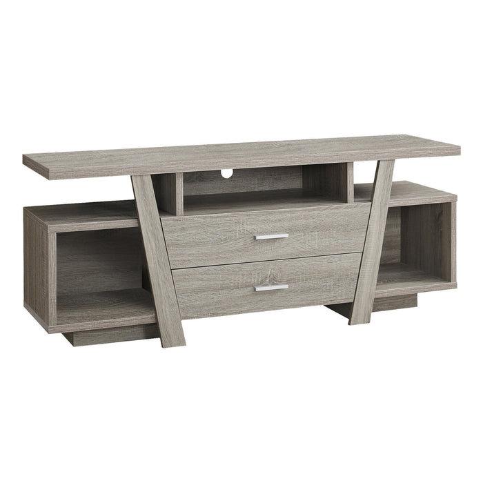 Wooden Open Shelving TV Stand - Deep Taupe