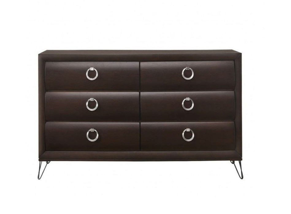 Solid Wood Six Drawer Double Dresser - Merlot