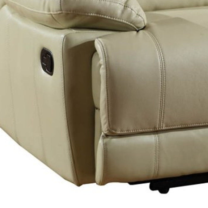 Faux Leather Manual Reclining Love Seat - Beige