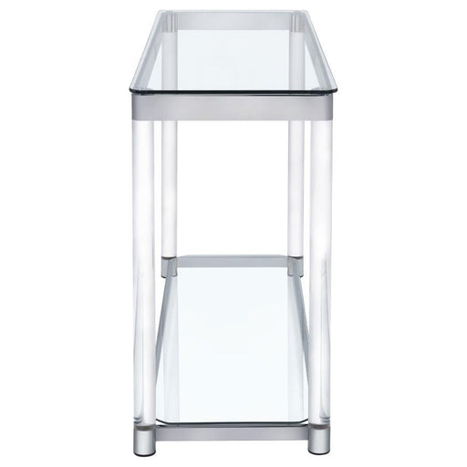 Anne - Sofa Table With Lower Shelf - Chrome And Clear - Simple Home Plus