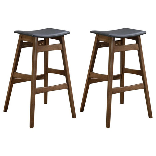 Finnick - Tapered Legs Bar Stools (Set of 2) - Dark Gray And Walnut - Simple Home Plus