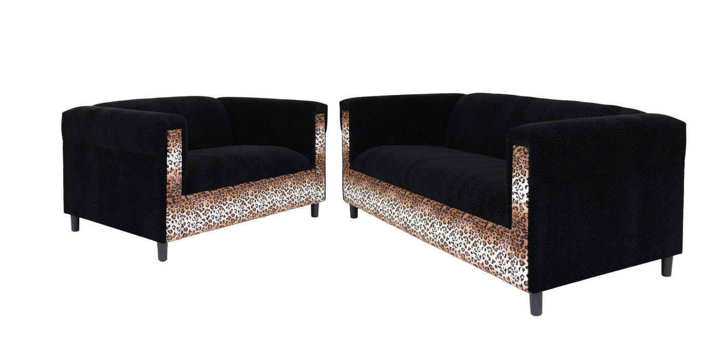 2 Piece Five Person Seating Set - Leopard / Black