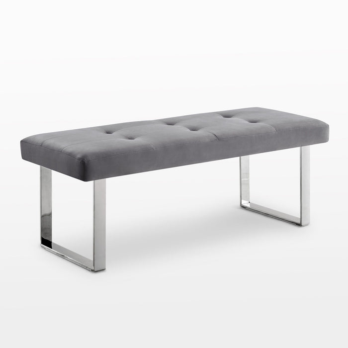 Velvet Bench Upholstered - Silver / Gray