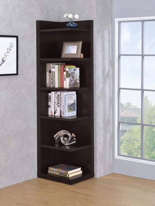 Alder - 6-Tier Corner Bookcase - Cappuccino - Simple Home Plus