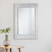 Aideen - Rectangular Wall Mirror With Vertical Stripes Of Faux Crystals - Silver - Simple Home Plus