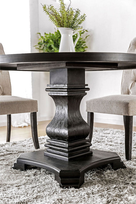 Nerissa - Round Table - Antique Black / Beige - Simple Home Plus