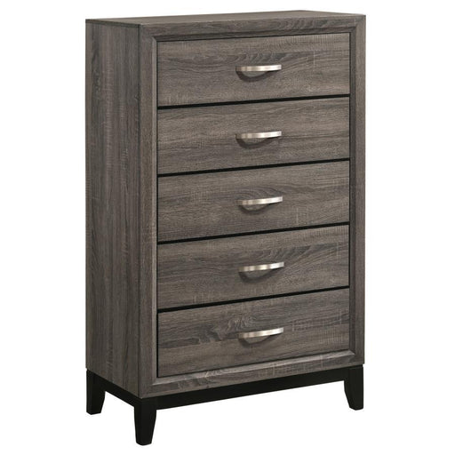 Watson - 5-Drawer Chest - Gray Oak And Black - Simple Home Plus