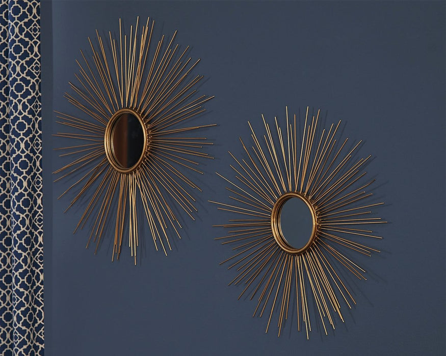 Doniel - Antique Gold Finish - Accent Mirror Set (Set of 2) - Simple Home Plus