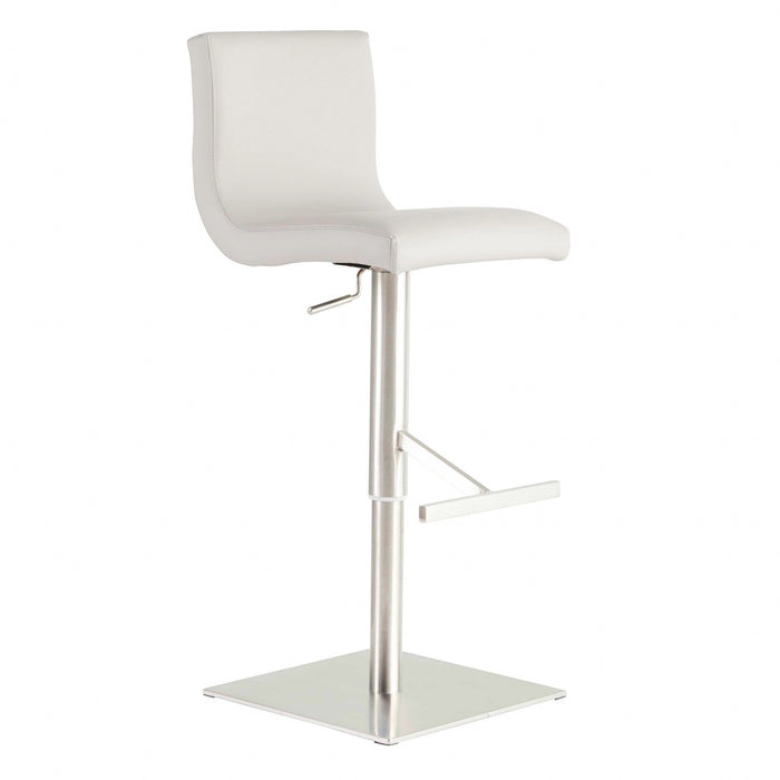 Steel Swivel Low Back Bar Height Bar Chair - White / Silver