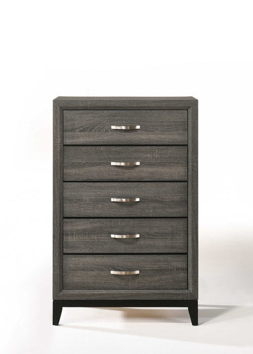 Wood Five Drawer Chest - Gray