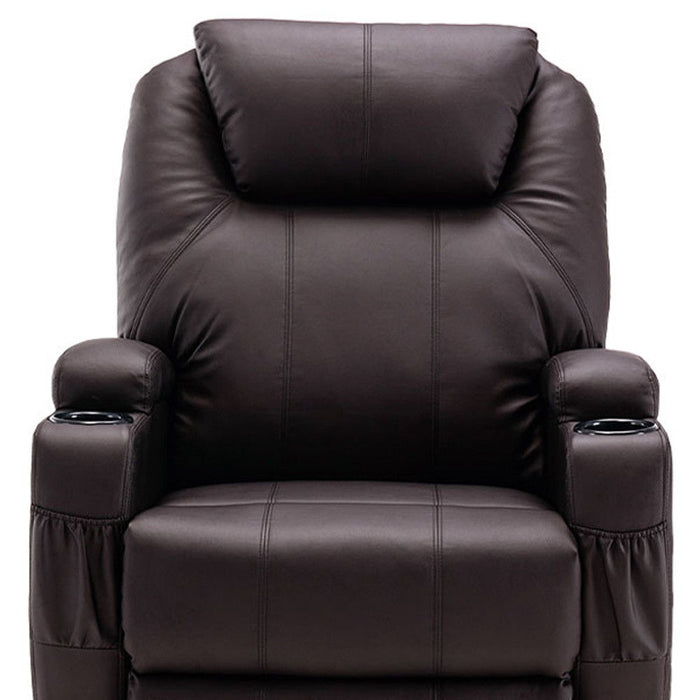 Faux Leather Power Heated Massage Lift Assist Recliner - Brown