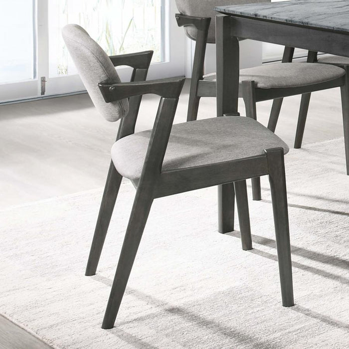 Stevie - Upholstered Demi Arm Dining Side Chairs (Set of 2) - Brown Gray And Black - Simple Home Plus