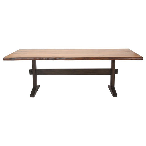 Bexley - Live Edge Trestle Dining Table - Natural Honey And Espresso - Simple Home Plus