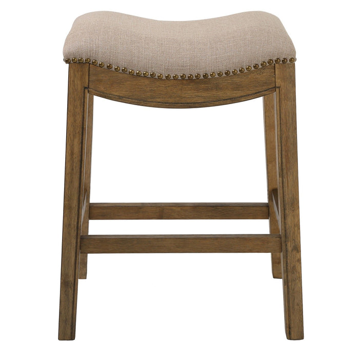 Wood Backless Counter Height Bar Chair - Cream / Brown