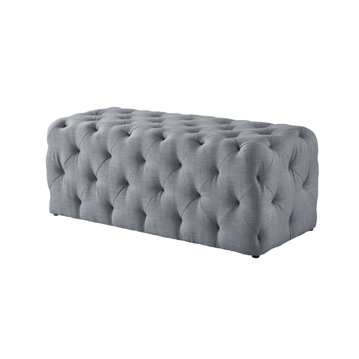 Upholstered Linen Bench - Black / Light Gray