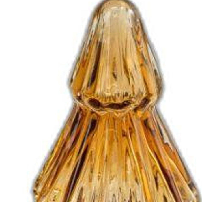 9"H Glass Christmas Tree Sculpture - Amber And Gold