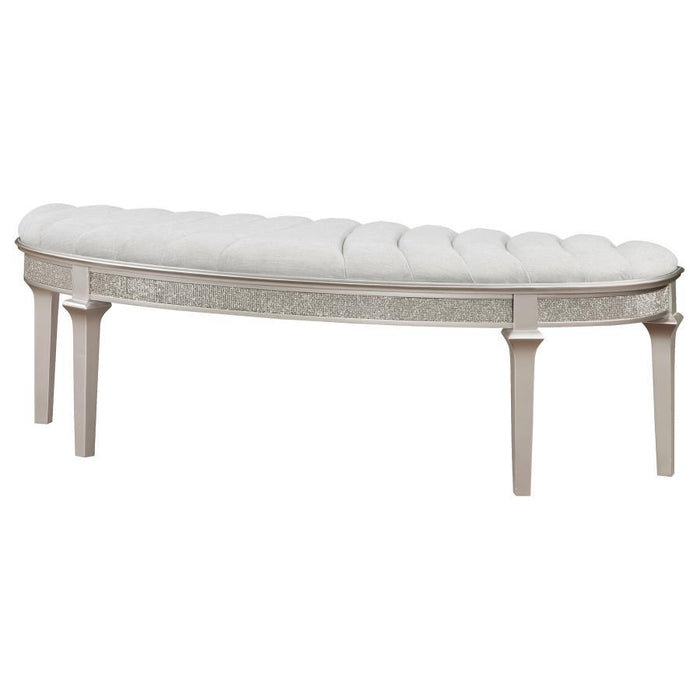 Evangeline - Upholstered Demilune Bench - Ivory And Silver Oak - Simple Home Plus