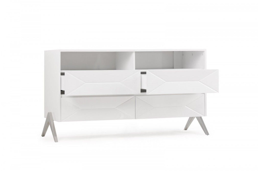 Four Drawer Double Dresser - White