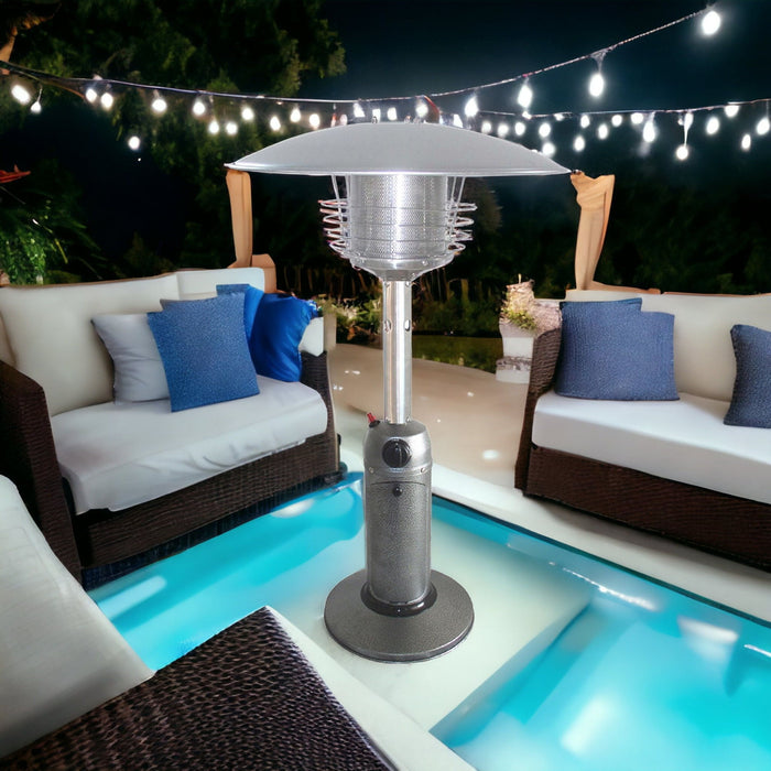 11000 Btu Steel Propane Cylindrical Pole Tabletop, Patio Heater - Silver