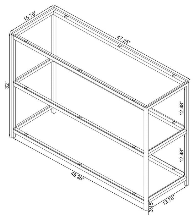 Trini - Sofa Table With Glass Shelf - Black Nickel - Simple Home Plus