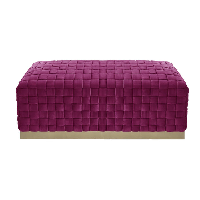 Upholstered Velvet Bench - Fuchsia / Gold