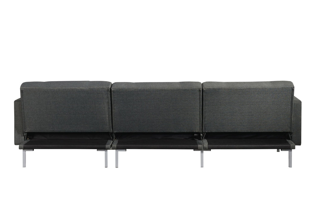 Polyester Modular L Shaped Two Piece Sofa And Chaise Sectional And Toss Pillows - Dark Gray