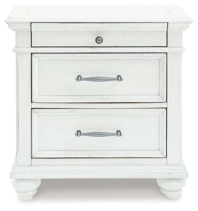 Kanwyn - Whitewash - Three Drawer Night Stand