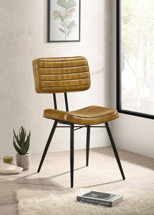 Misty - Padded Side Chairs (Set of 2) - Camel And Black - Simple Home Plus