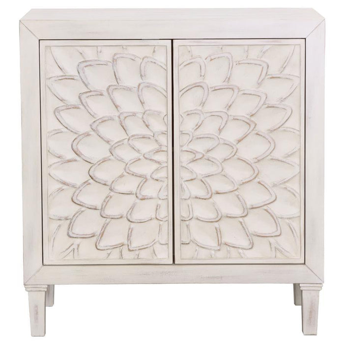 Clarkia - Accent Cabinet With Floral Carved Door - White - Simple Home Plus