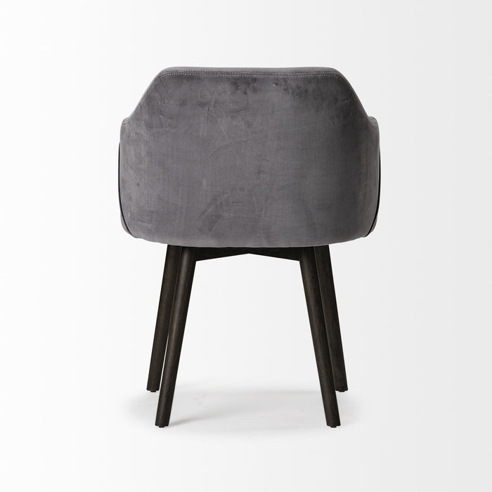 Velvet Wrap With Black Wooden Base Dining Chair - Gray