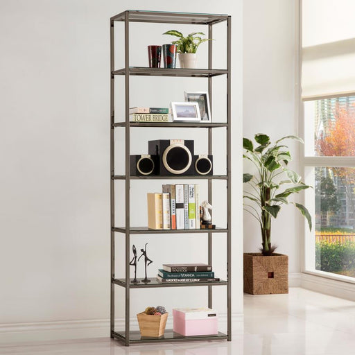 Kate - 6-Shelf Bookcase - Black Nickel - Simple Home Plus