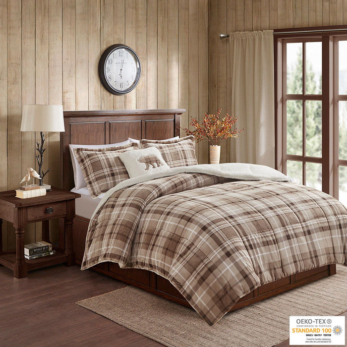 Alton - King Down Alternative Comforter Set - Tan Plaid