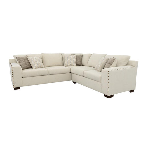 Aria - L-Shaped Sectional With Nailhead - Oatmeal - Simple Home Plus