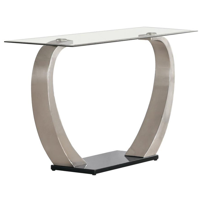 Pruitt - Glass Top Metal Base Console Table - Satin - Simple Home Plus