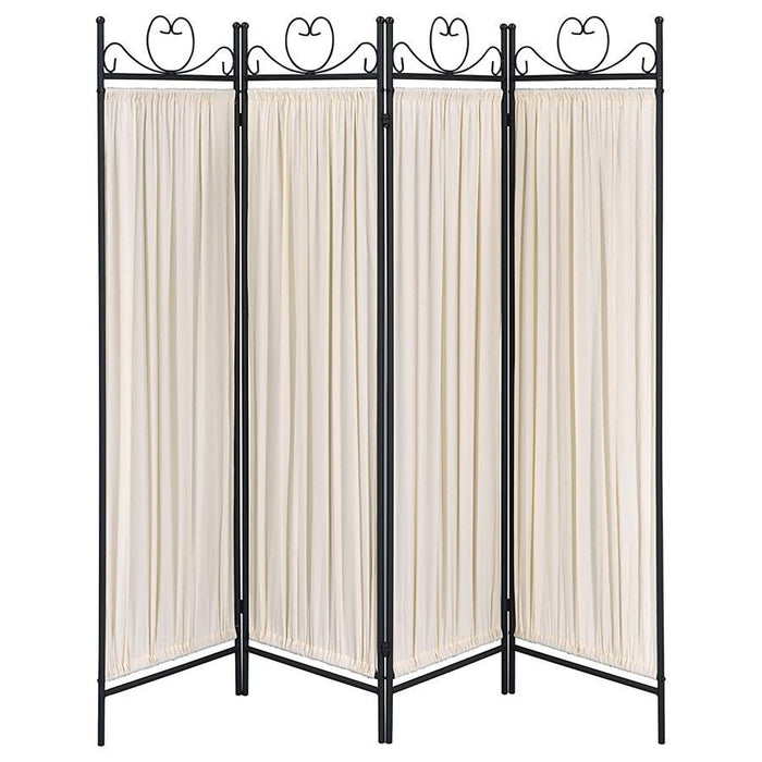 Dove - 4-Panel Folding Screen - Beige And Black - Simple Home Plus