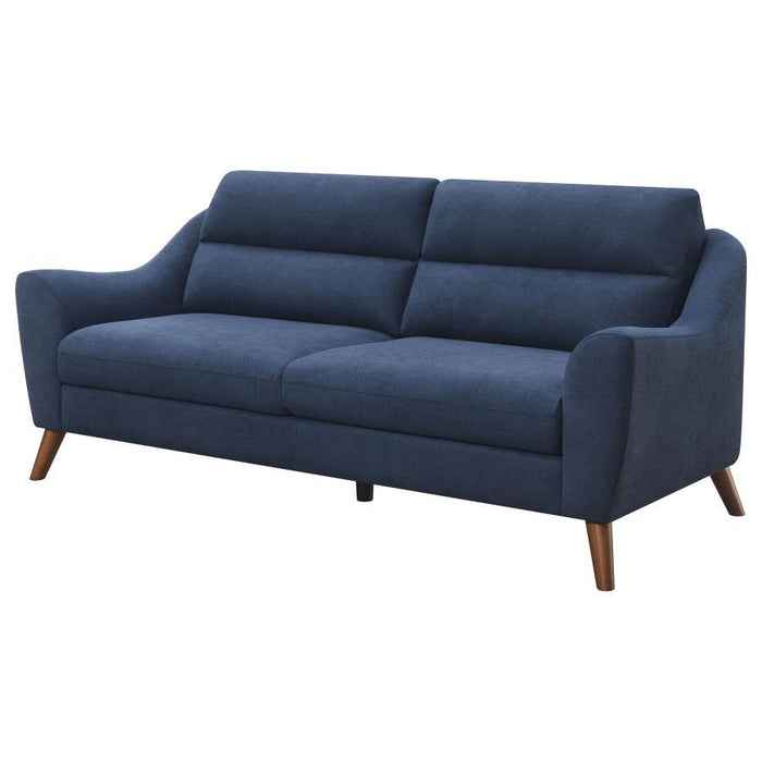 Gano - Sloped Arm Upholstered Sofa - Navy Blue - Simple Home Plus