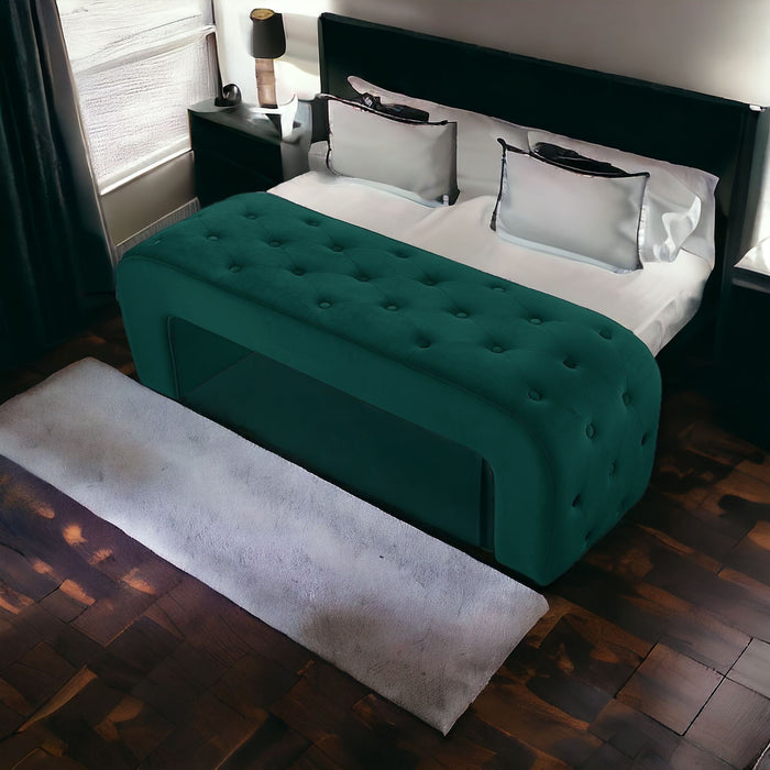 Upholstered Velvet Bench - Hunter Green