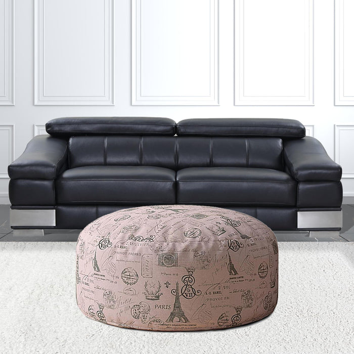 Twill Round Paris Pouf Cover - Pink