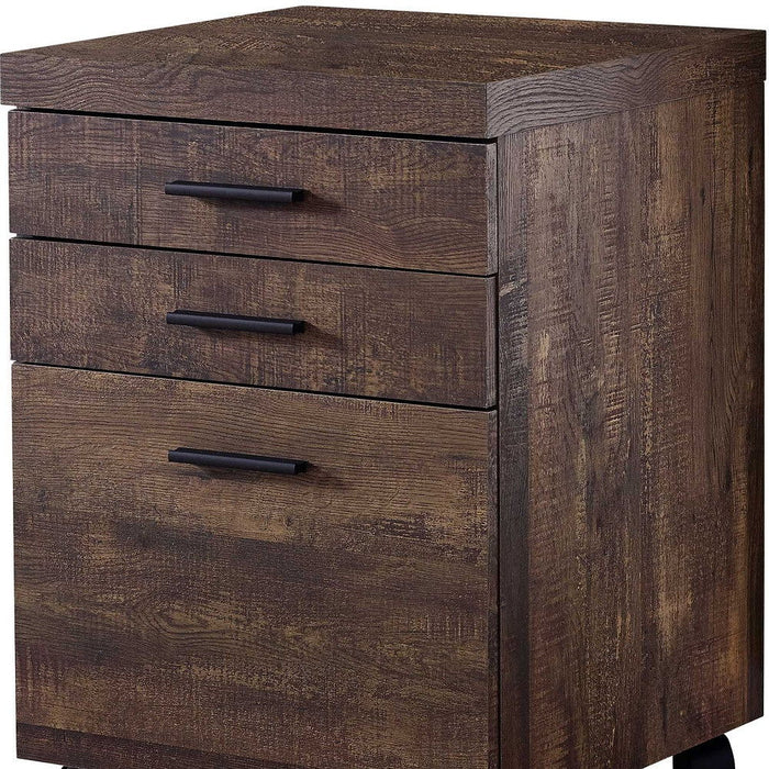 Particle Board And Filing Cabinet With 3 Drawers - Brown