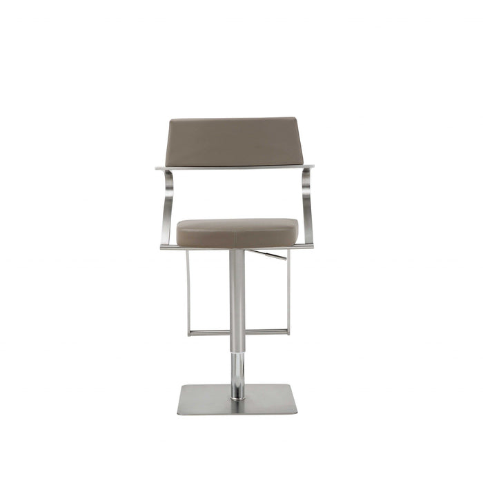 Stainless Steel Bar Chair - Taupe / Silver