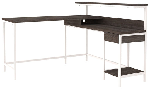 Dorrinson - White / Black / Gray - L-desk With Storage - Simple Home Plus