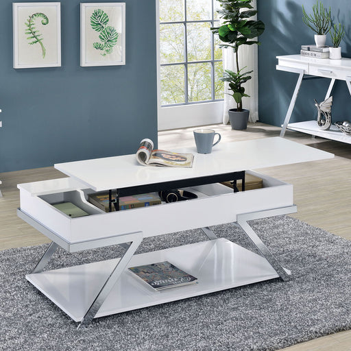 Titus - Coffee Table - White / Chrome - Simple Home Plus