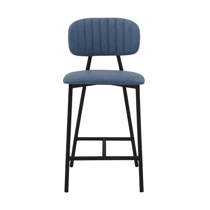 Low Back Counter Height Bar Chair - Light Blue / Black