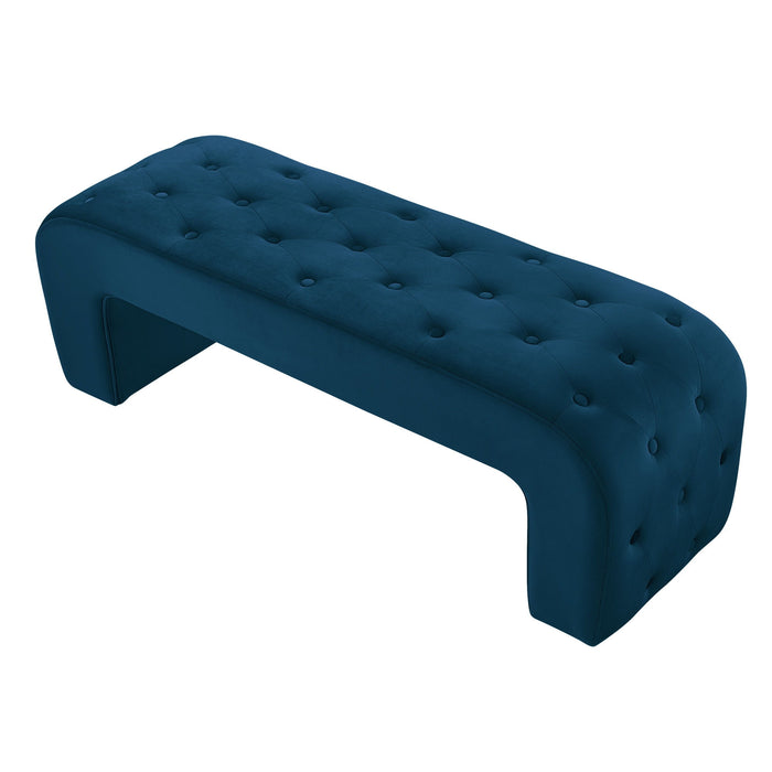 Upholstered Velvet Bench - Navy Blue