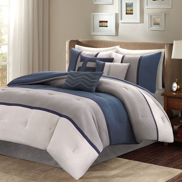 Palisades - Queen 7 Piece Comforter Set - Blue