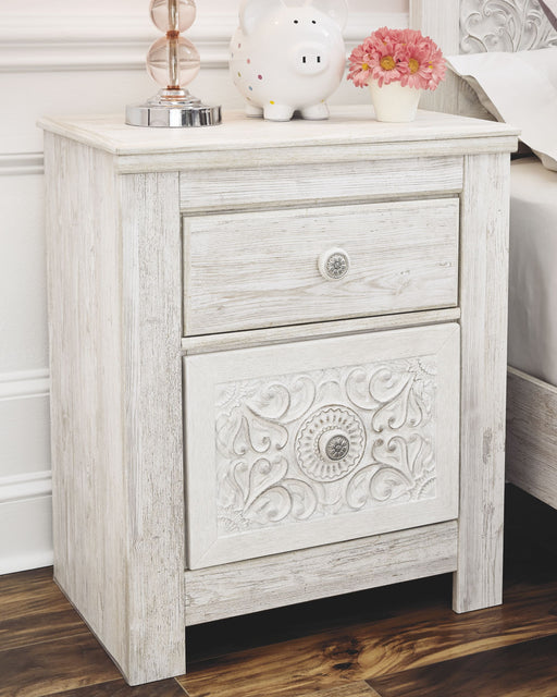 Paxberry - Whitewash - Two Drawer Night Stand - Simple Home Plus