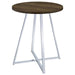 Burkhart - Sled Base Round Bar Table - Brown Oak And Chrome - Simple Home Plus