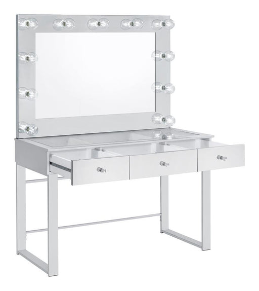 Umbridge - 3-Drawer Vanity With Lighting - Chrome And White - Simple Home Plus