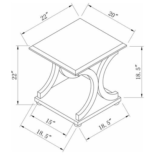 Shelly - C-Shaped Base End Table - Cappuccino - Simple Home Plus